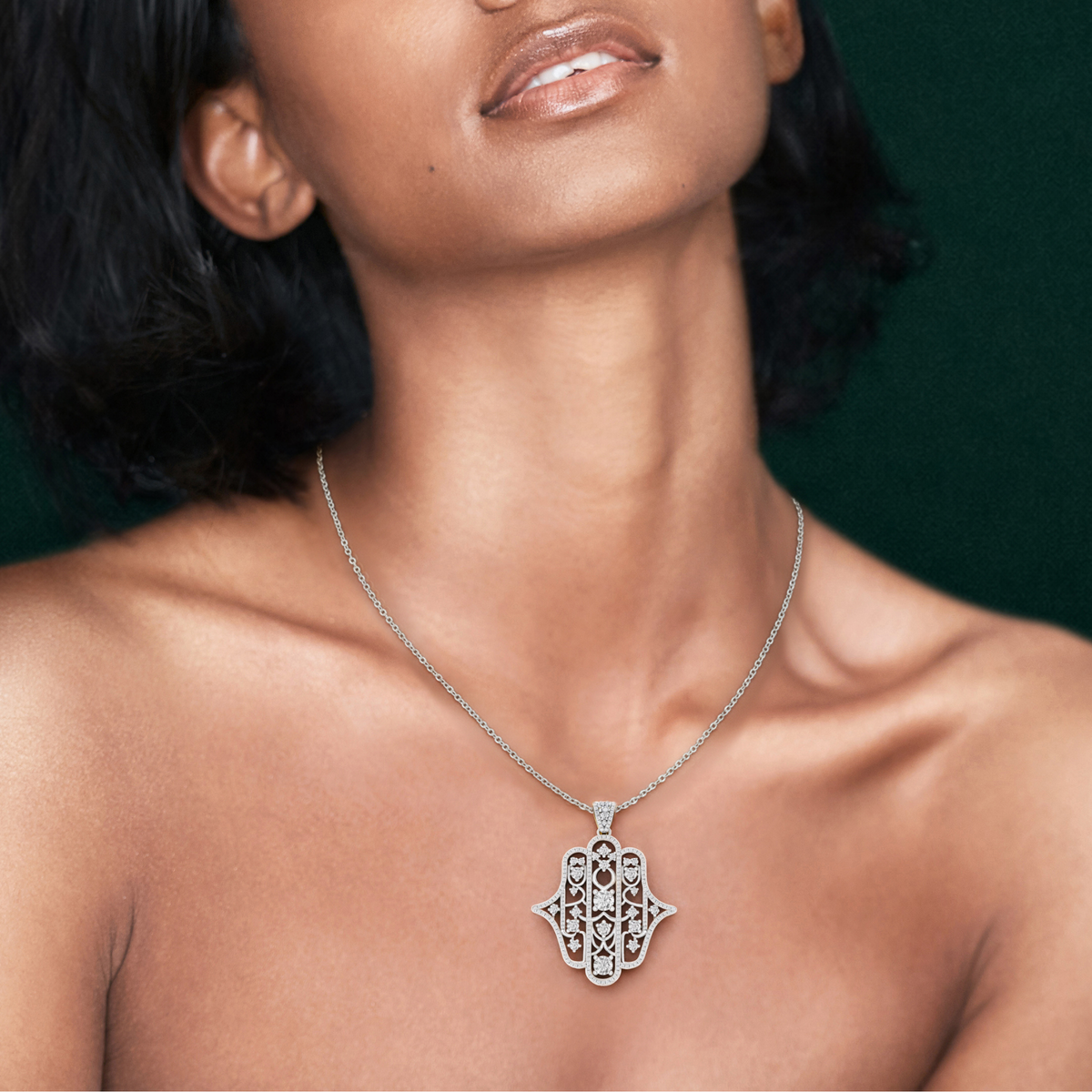 Amuletto, Hamsa Hand Pendant in 18K White Gold