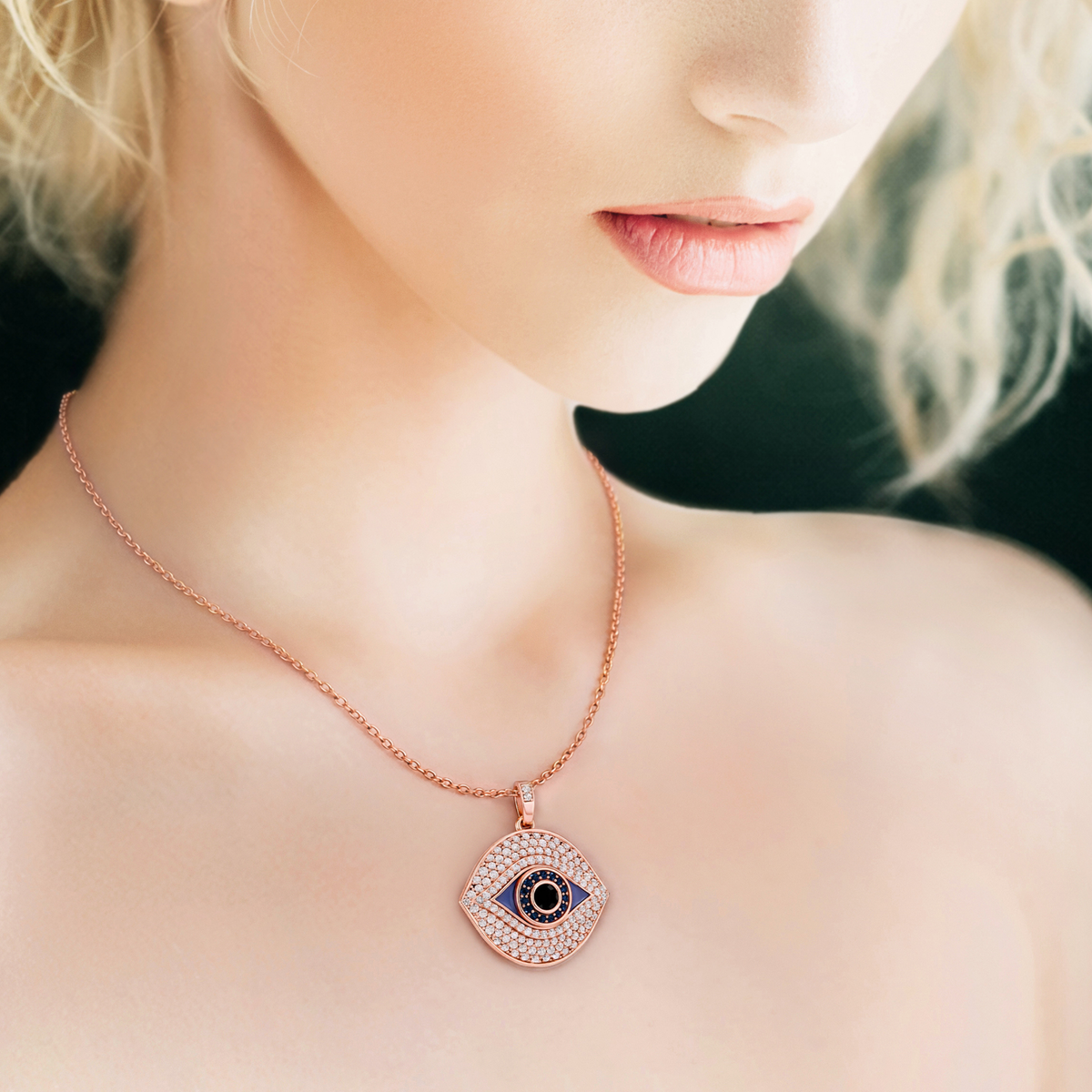 Iris, Evil Eye Pendant in 18K Rose Gold