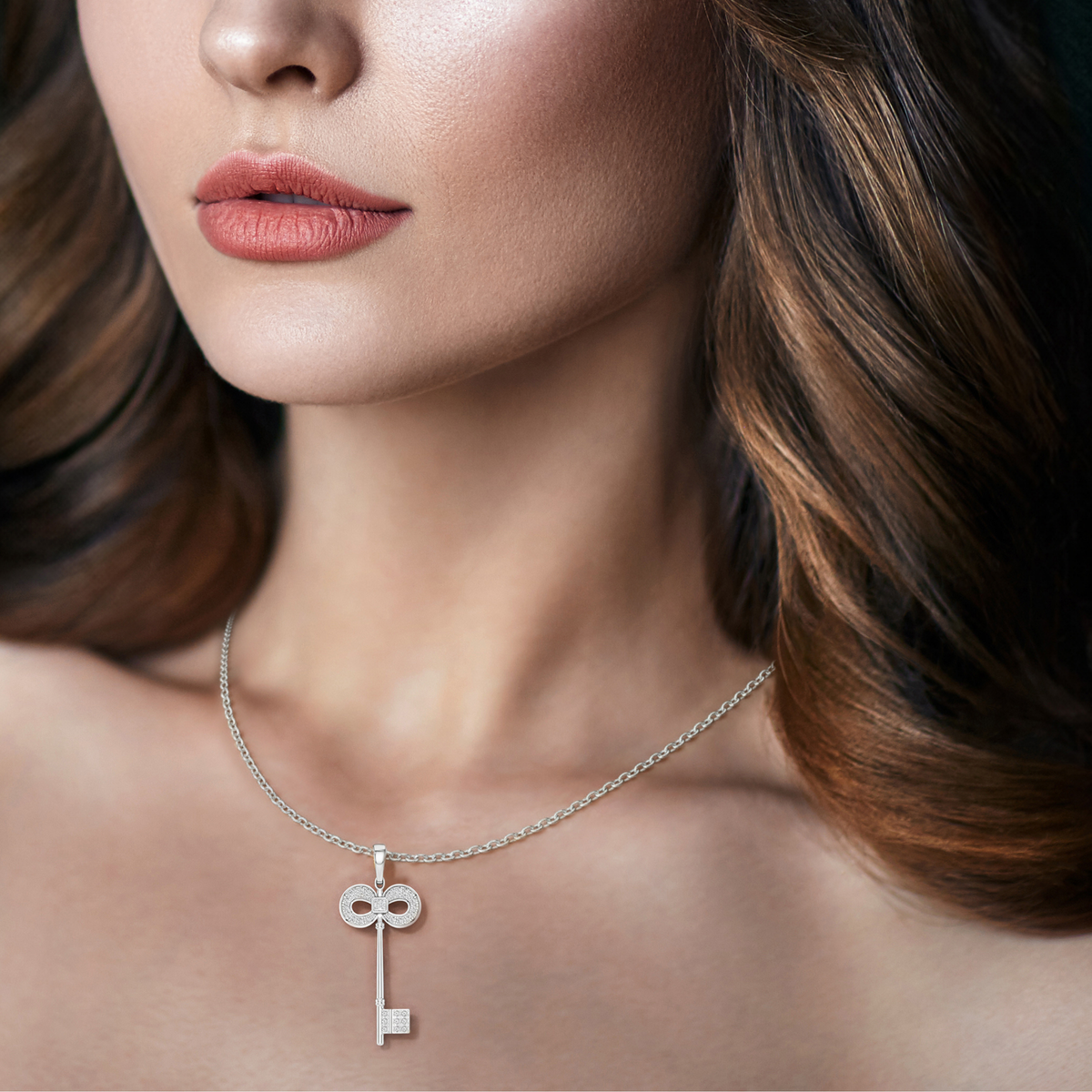 Keeley, Key Pendant in 18K White Gold