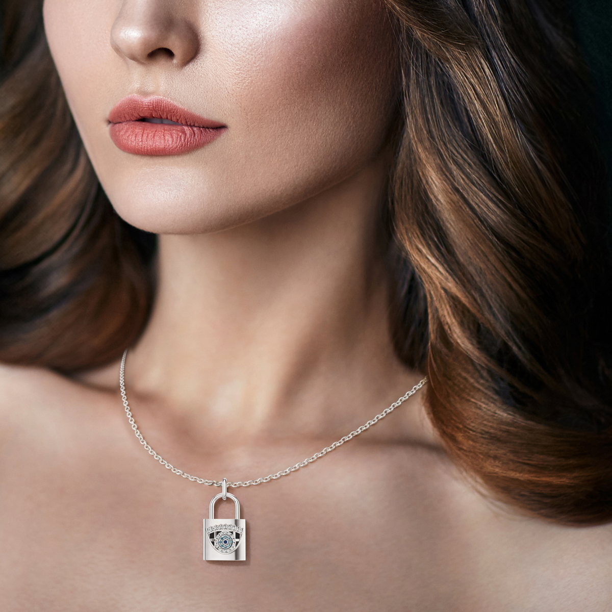ILOCH, Evil Eye Pendant in 14K White Gold