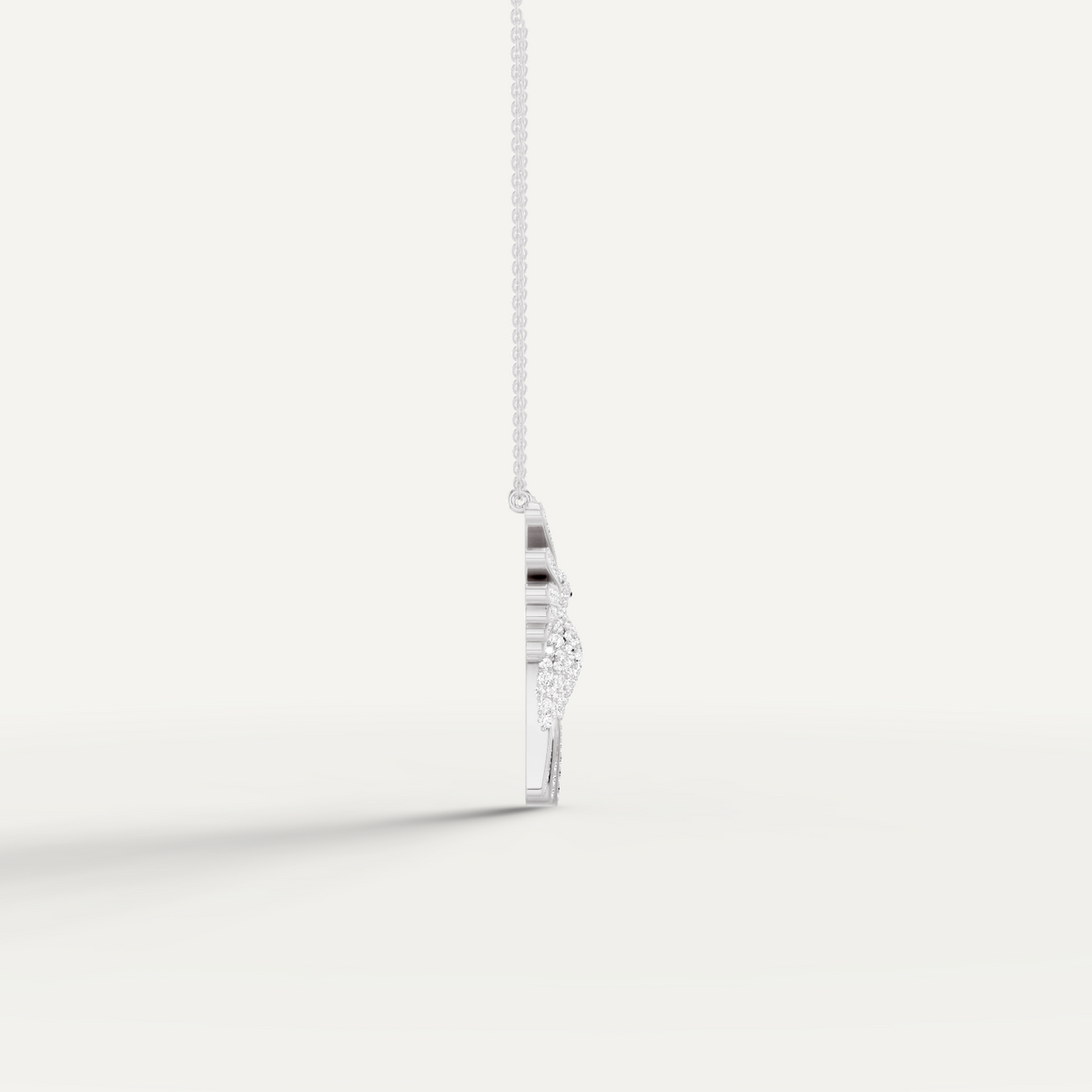 Winged Luck, Hummingbird Pendant in 14K White Gold