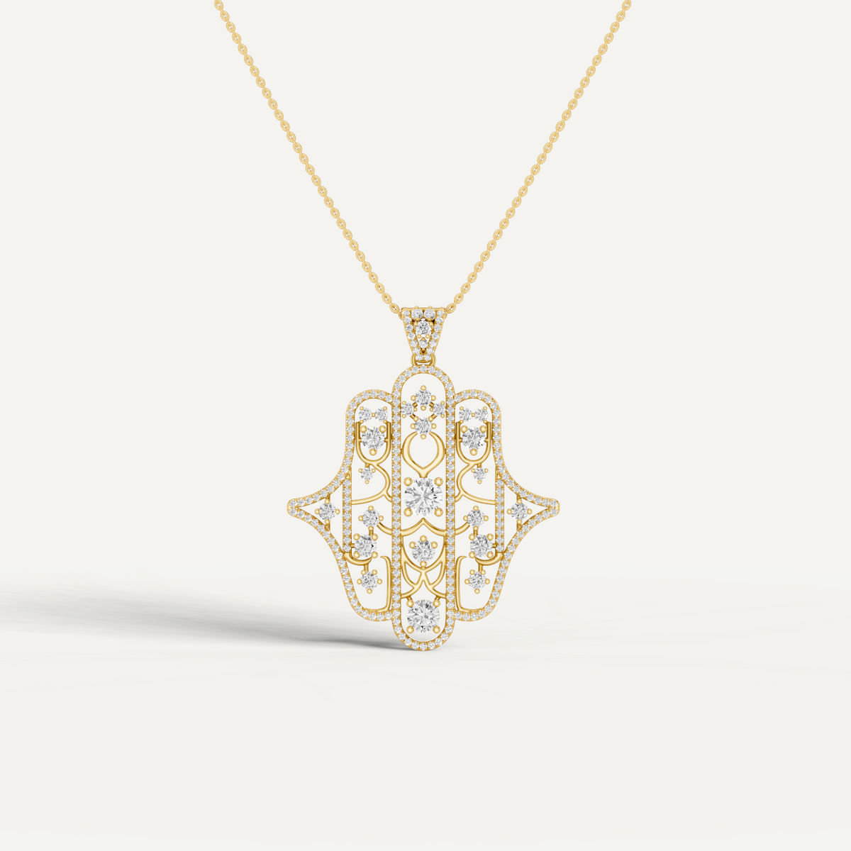 Amuletto, Hamsa Hand Pendant in 14K Yellow Gold