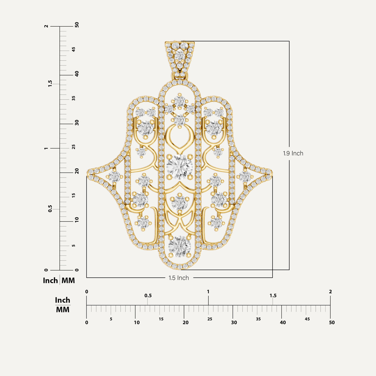 Amuletto, Hamsa Hand Pendant in 18K Yellow Gold