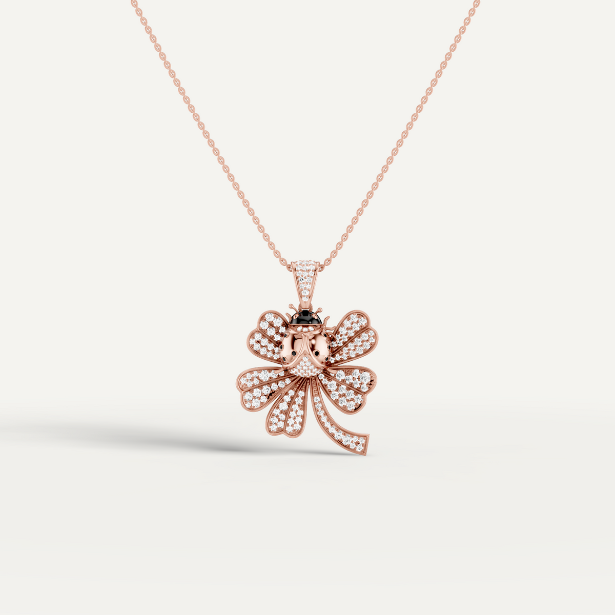 Lady Luck, Clover Leaf Pendant in 14K Rose Gold