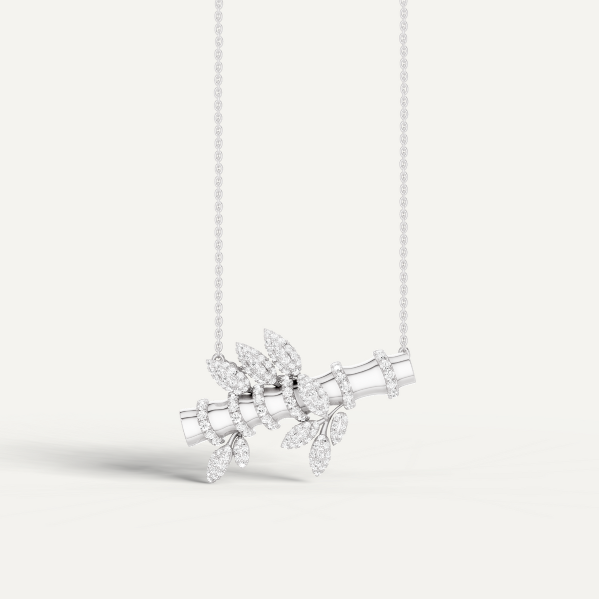 Flutia, Bamboo Pendant in 18K White Gold