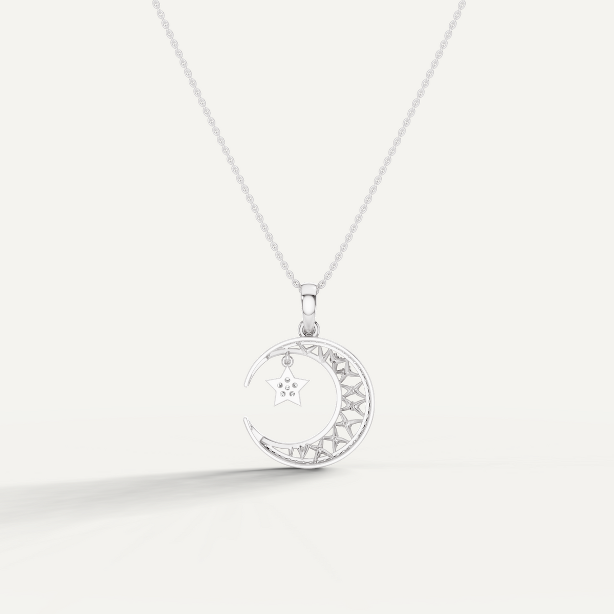 Moonveil, Moon Pendant in 18K White Gold