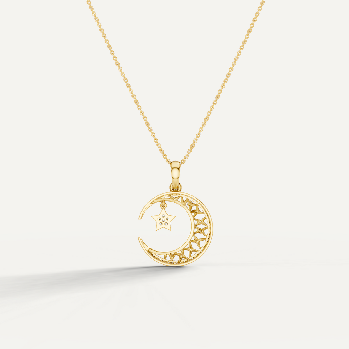 Moonveil, Moon Pendant in 18K Yellow Gold