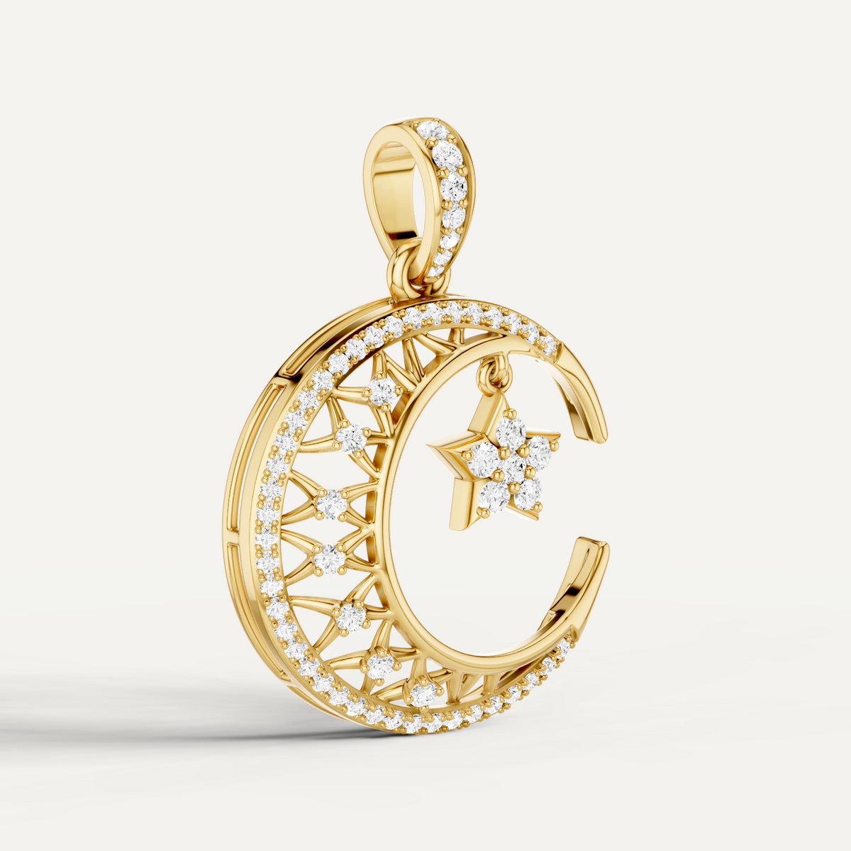 Moonveil, Moon Pendant in 18K Yellow Gold