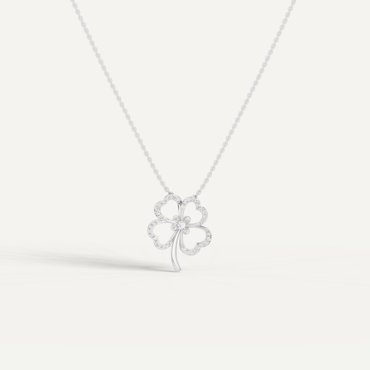 Felicia, Clover Leaf Pendant in 18K White Gold