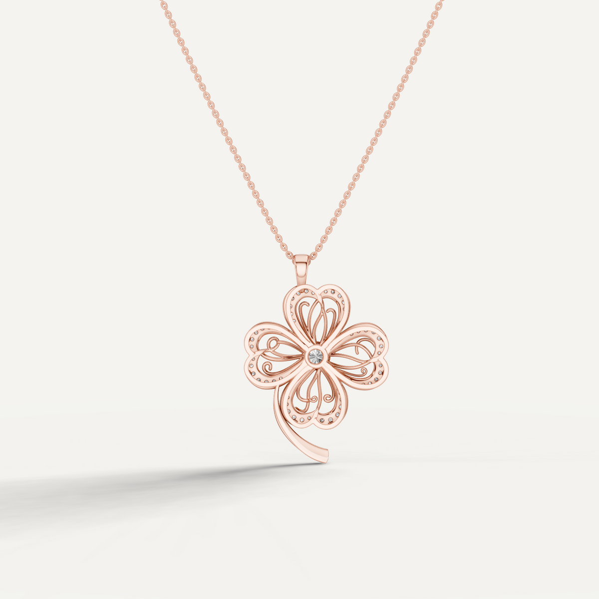 Faery, Clover Leaf Pendant in 14K Rose Gold