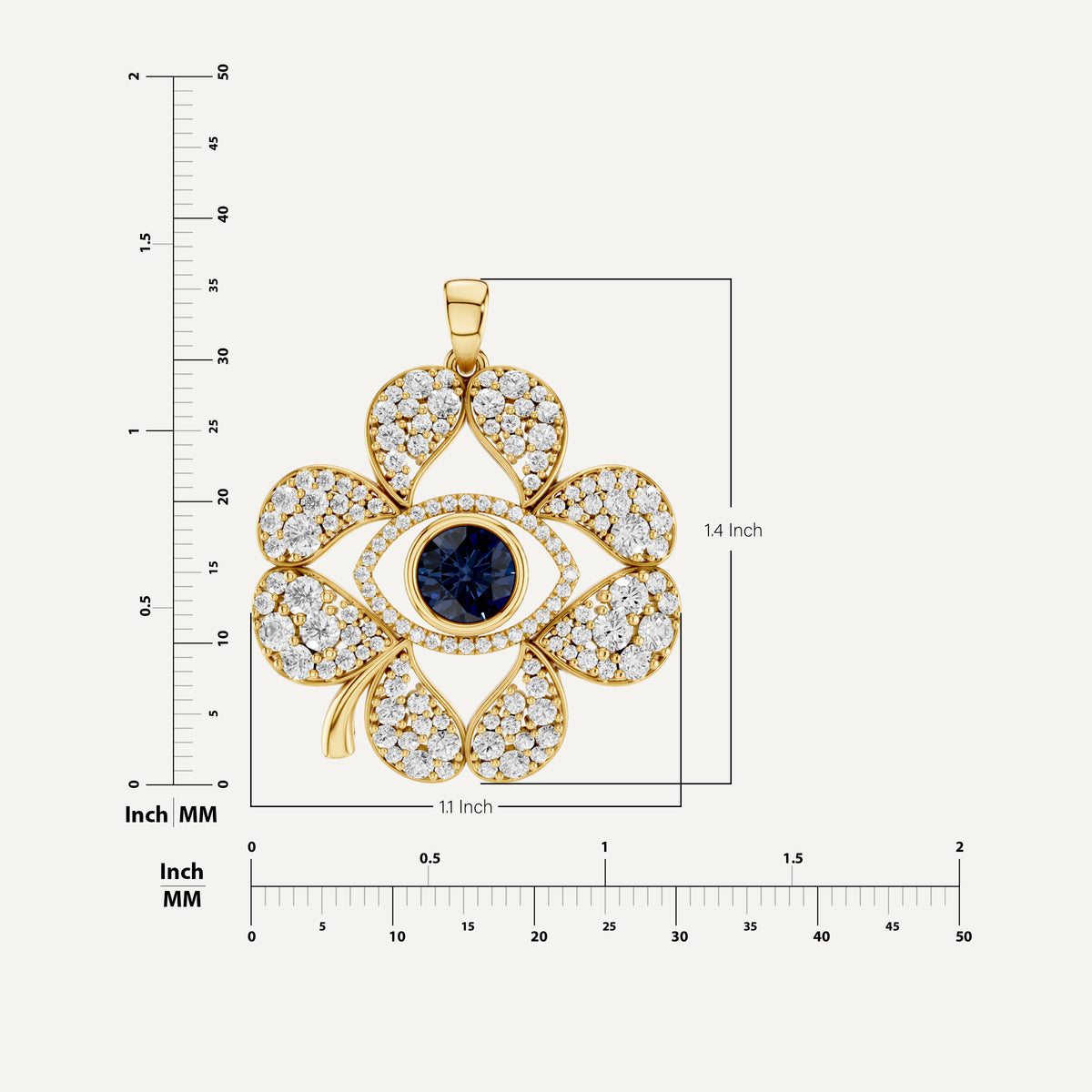 Plucky, Evil Eye Pendant in 14K Yellow Gold
