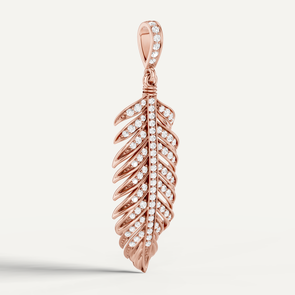 Plume, Feather Pendant in 14K Rose Gold