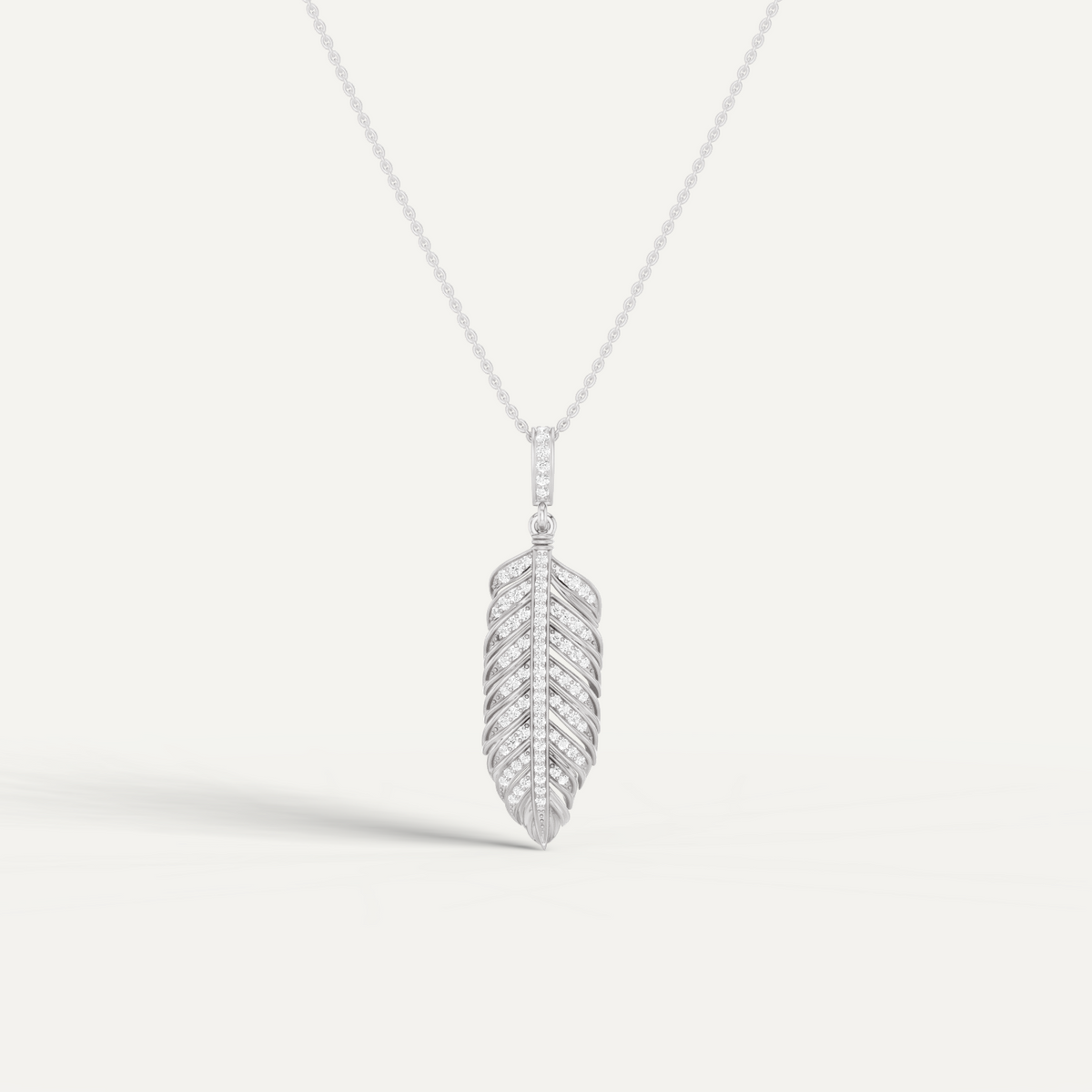 Plume, Feather Pendant in 18K White Gold