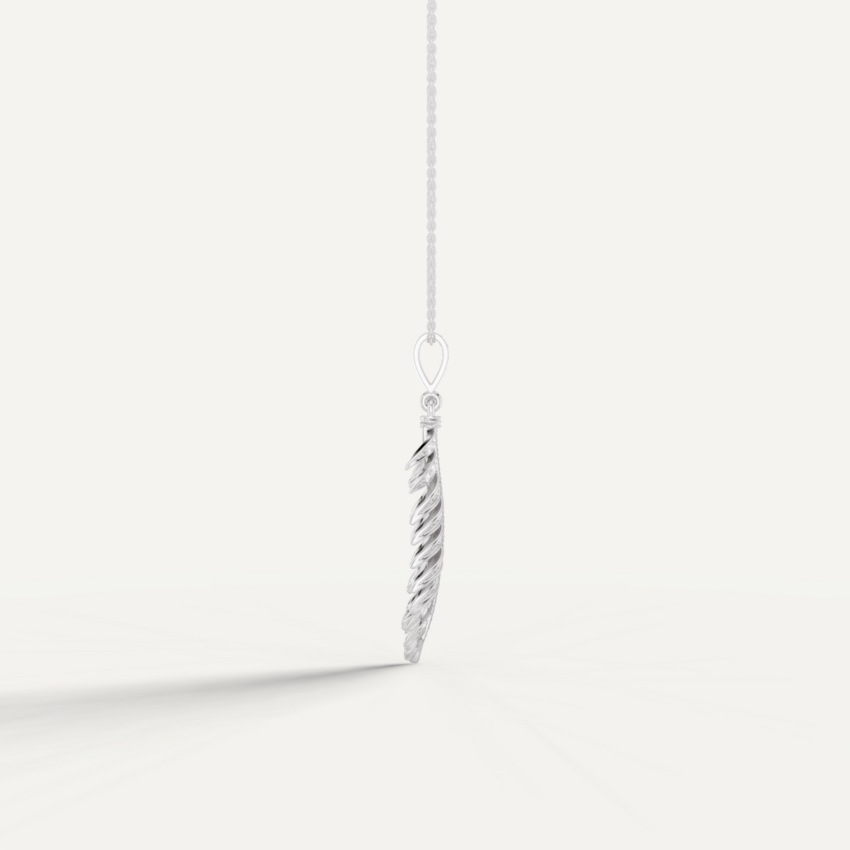 Plume, Feather Pendant in 18K White Gold