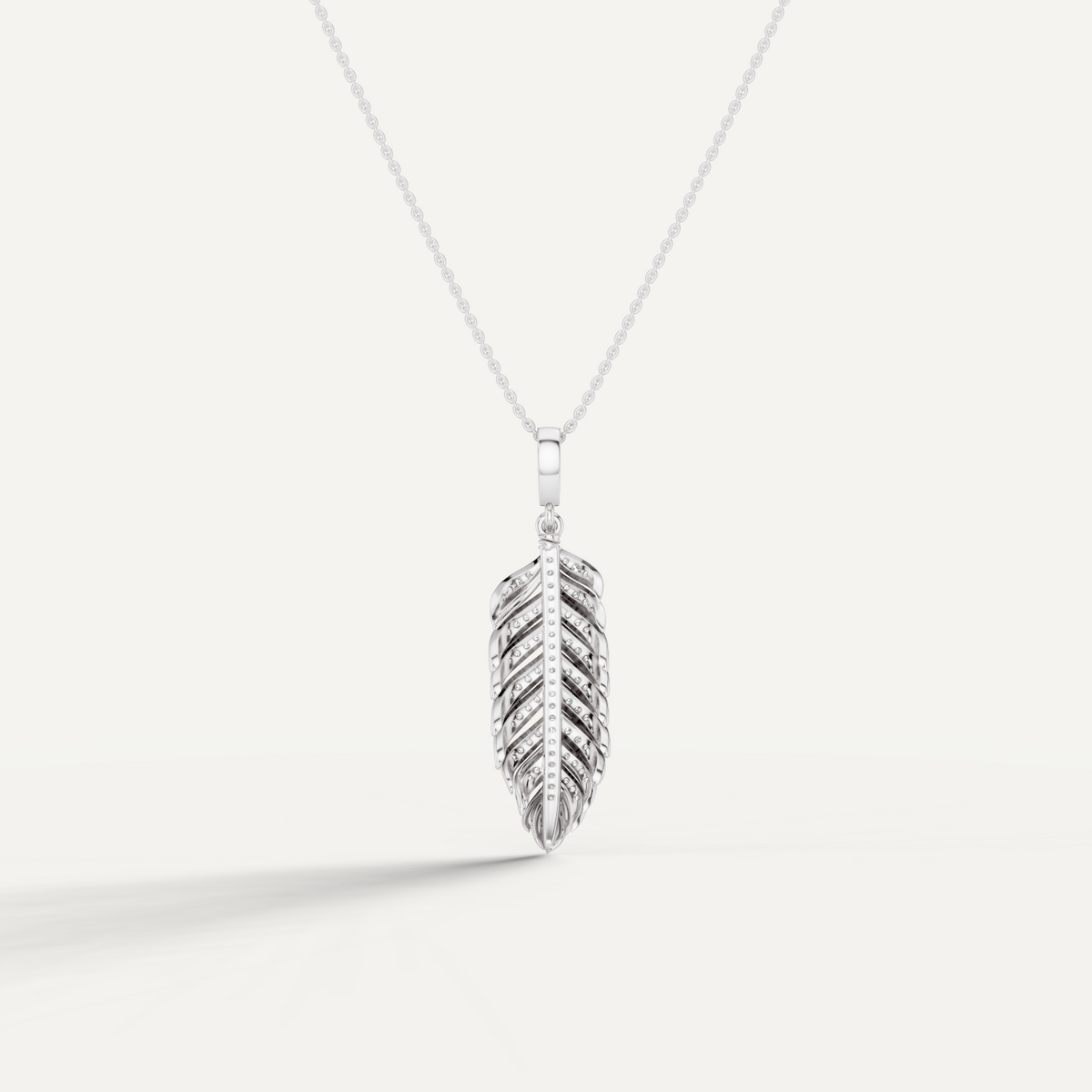 Plume, Feather Pendant in 18K White Gold