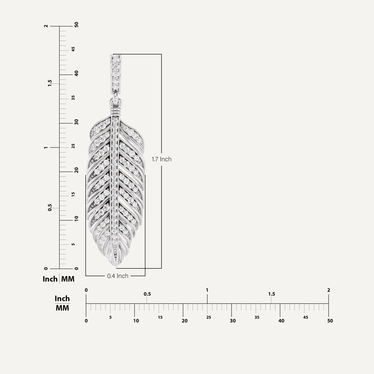 Plume, Feather Pendant in 18K White Gold