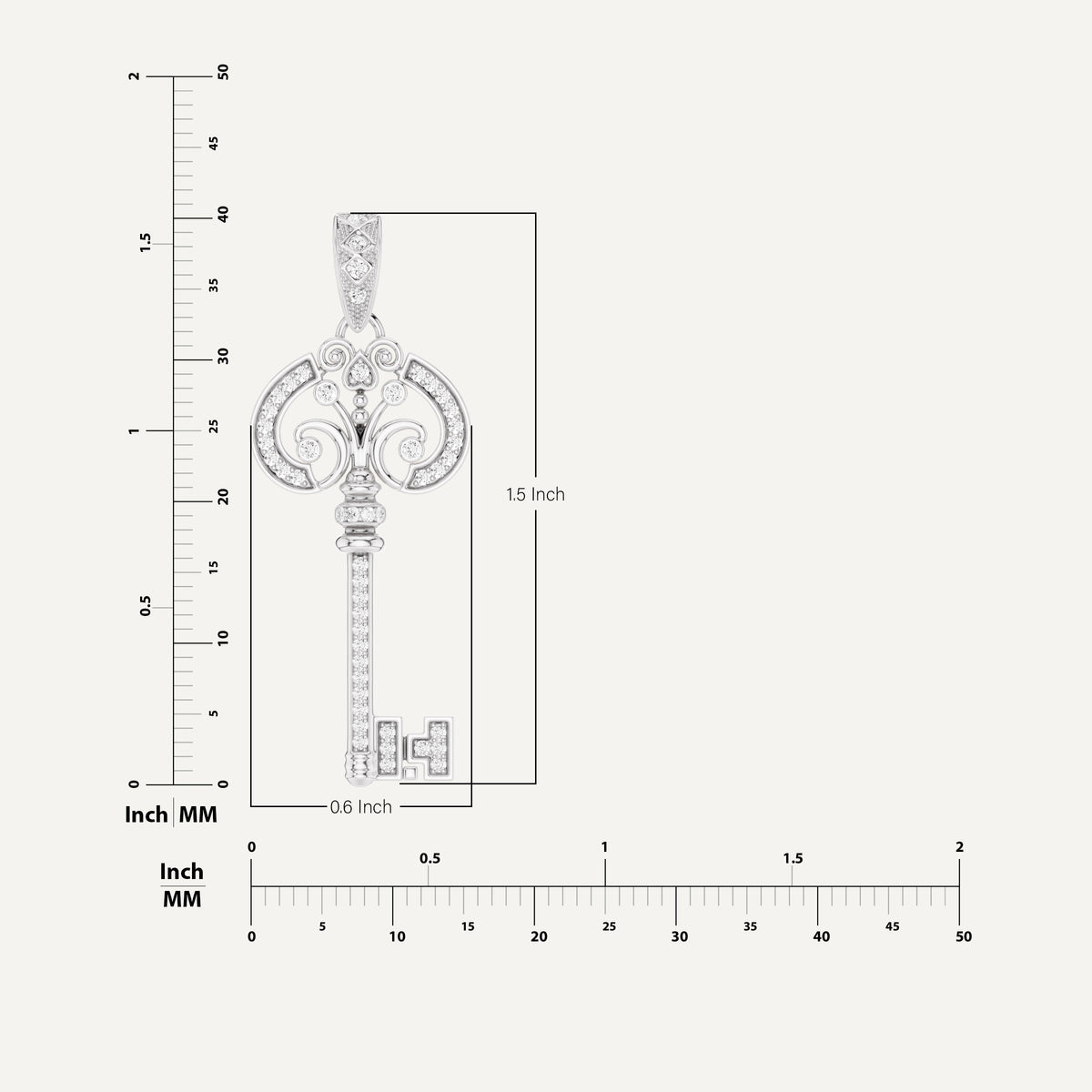 Cle Amour, Key Pendant in 14K White Gold