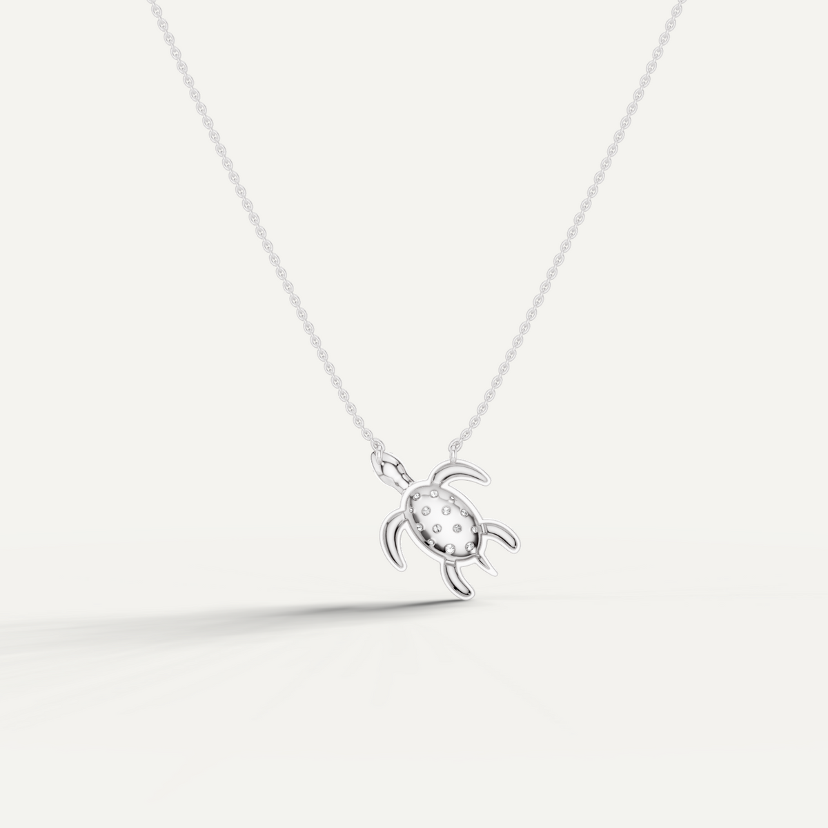 Chelone, Turtle Pendant in 14K White Gold