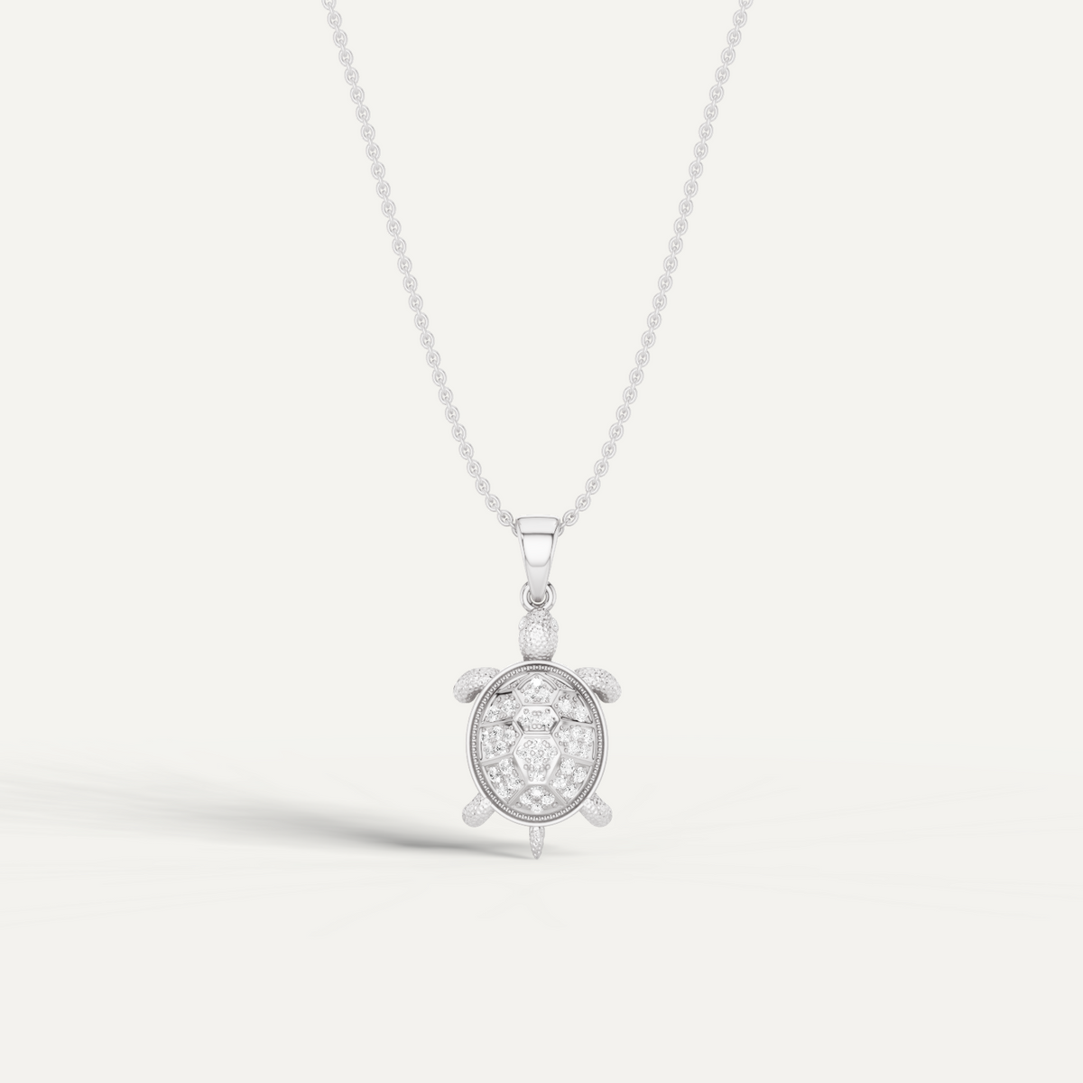 Sea Trot, Tortoise Pendant in 18K White Gold