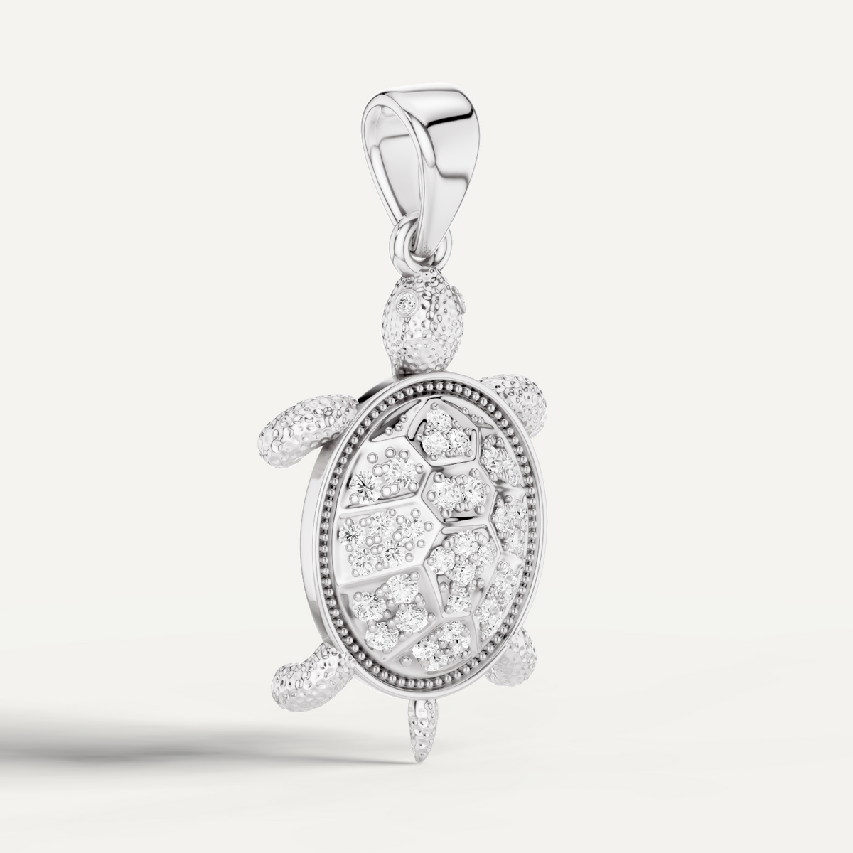 Sea Trot, Tortoise Pendant in 18K White Gold