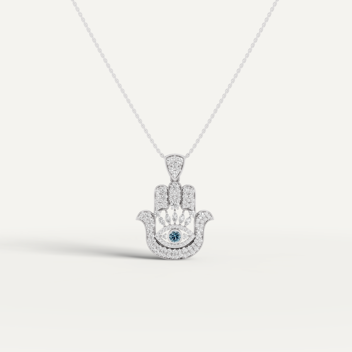 Hanzel, Hamsa Hand Pendant in 14K White Gold