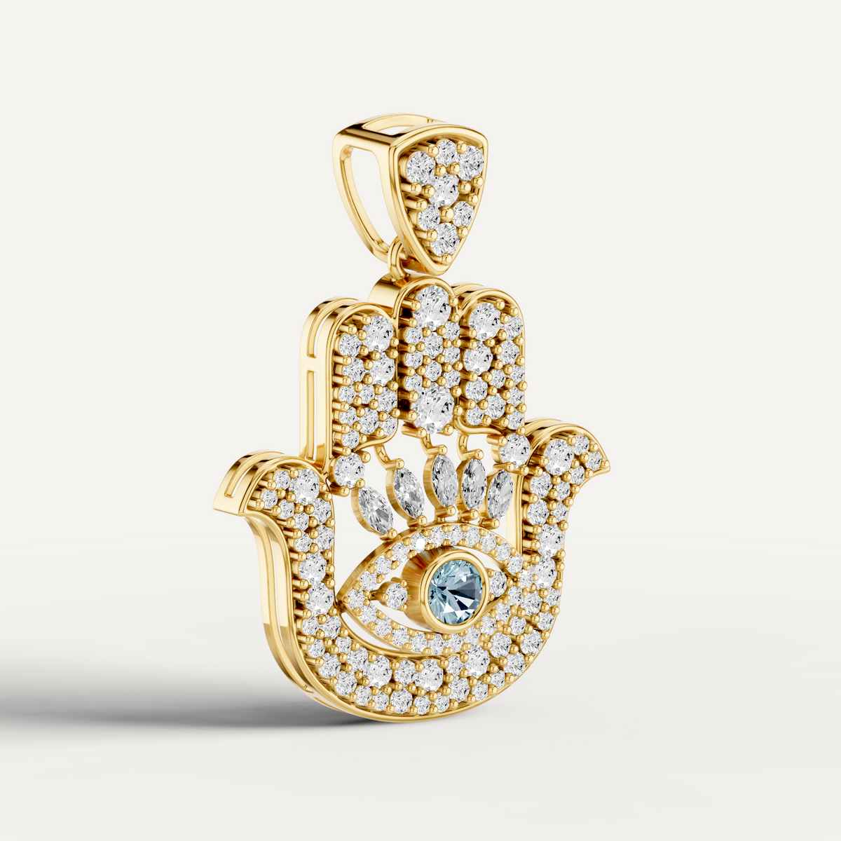Hanzel, Hamsa Hand Pendant in 14K Yellow Gold