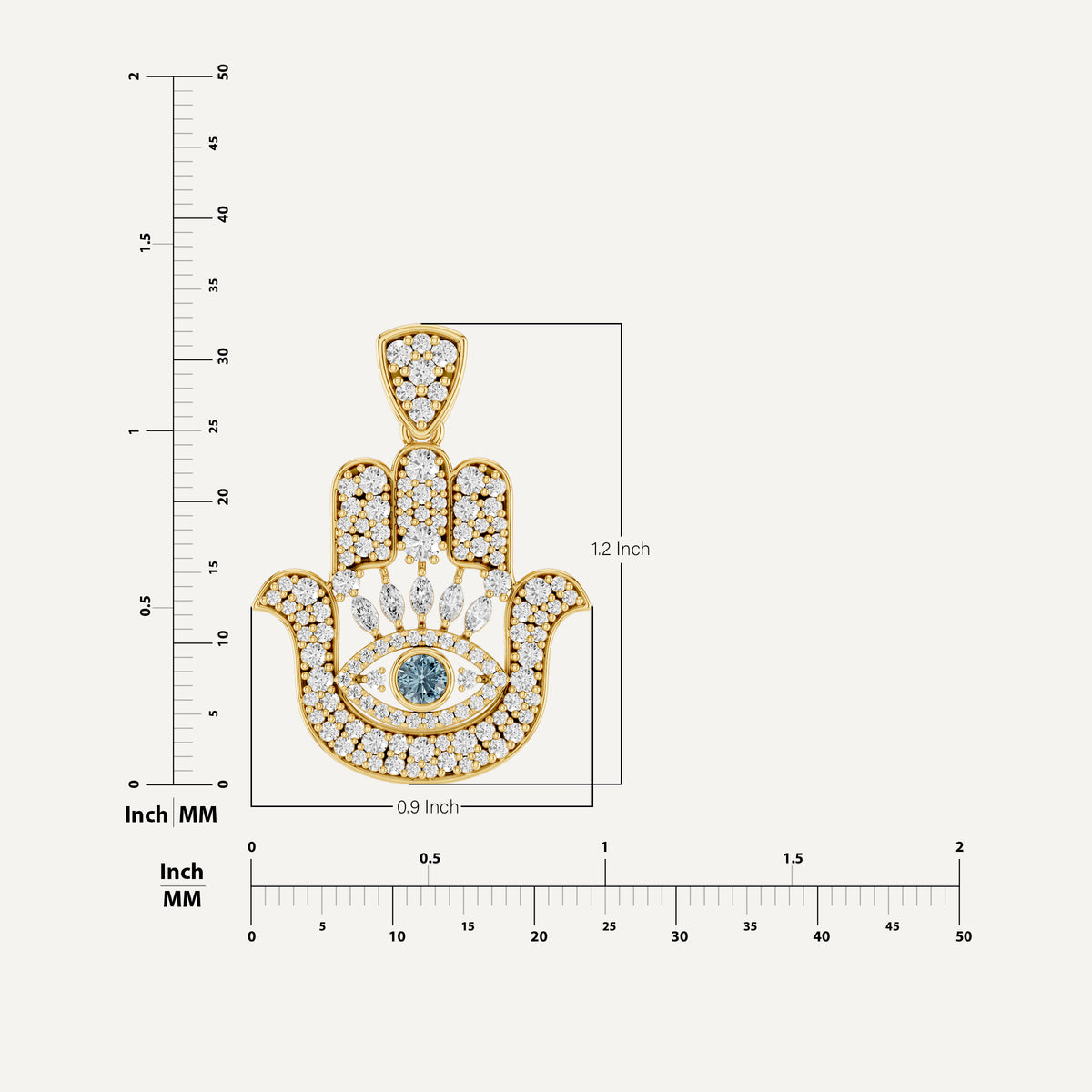 Hanzel, Hamsa Hand Pendant in 14K Yellow Gold