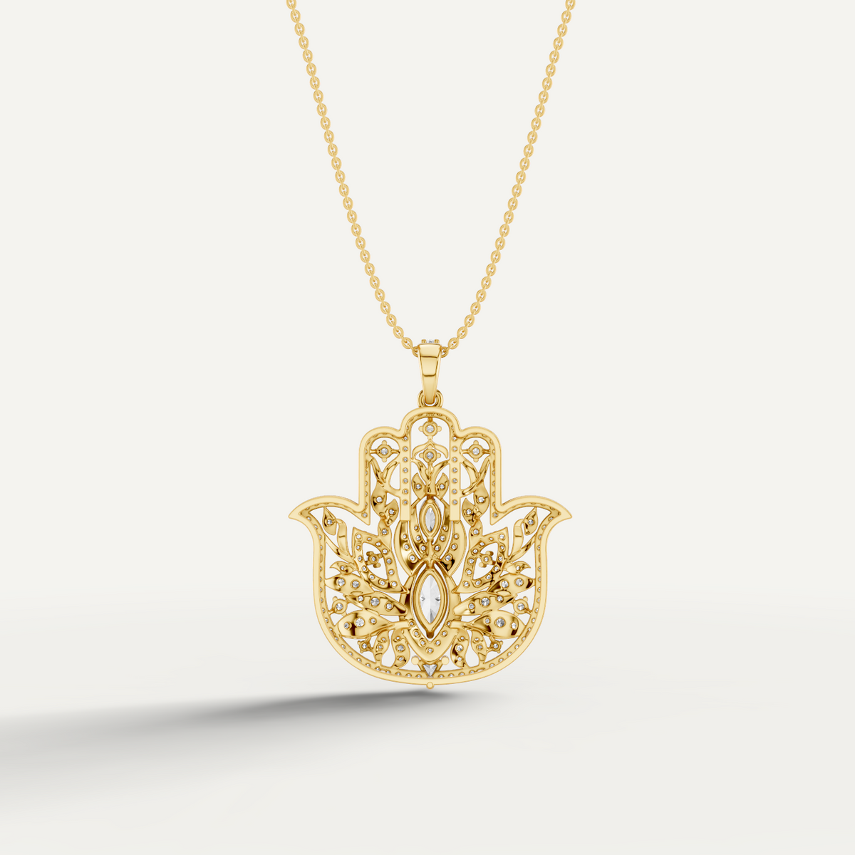 Guardian, Hamsa Hand Pendant in 18K Yellow Gold