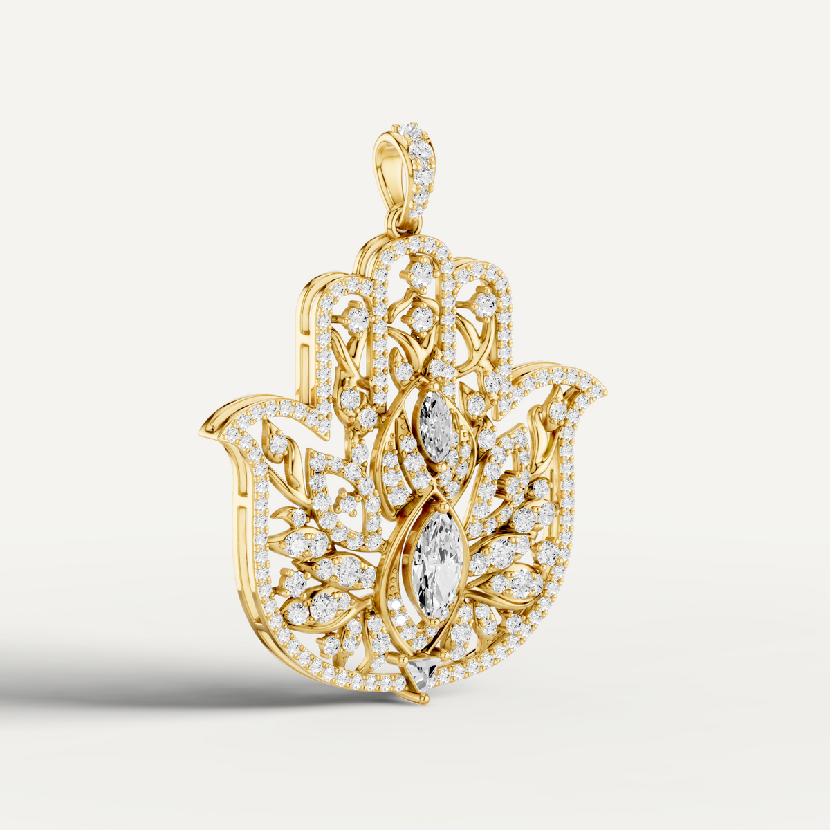 Guardian, Hamsa Hand Pendant in 18K Yellow Gold