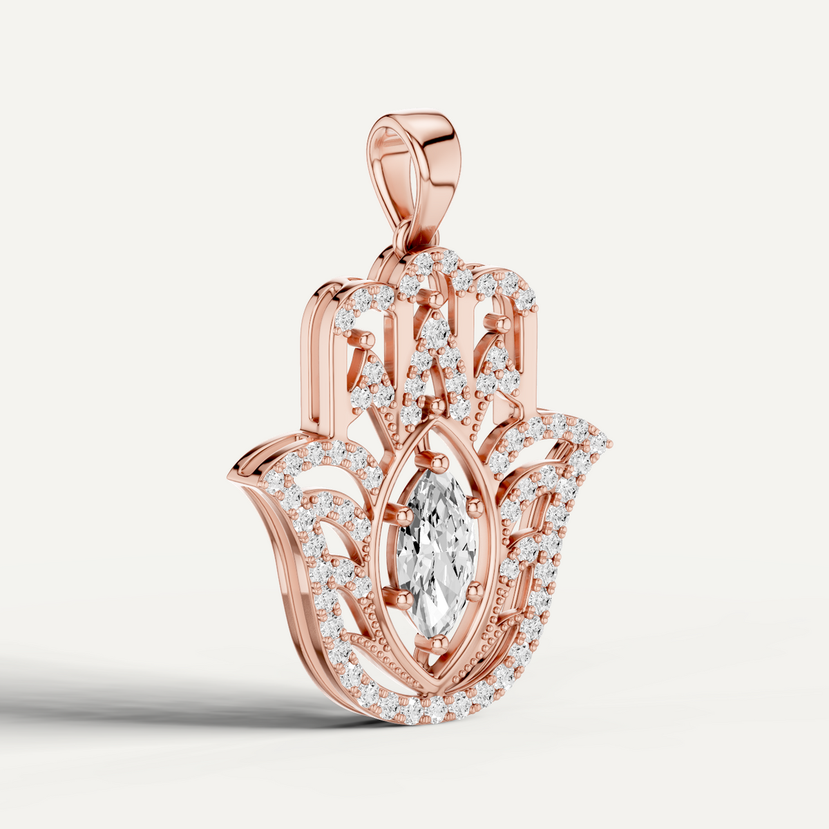 Palmara, Hamsa Hand Pendant in 14K Rose Gold