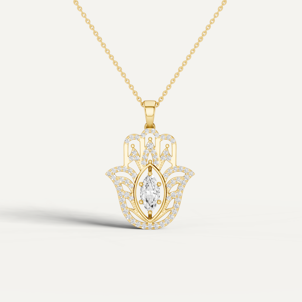 Palmara, Hamsa Hand Pendant in 18K Yellow Gold