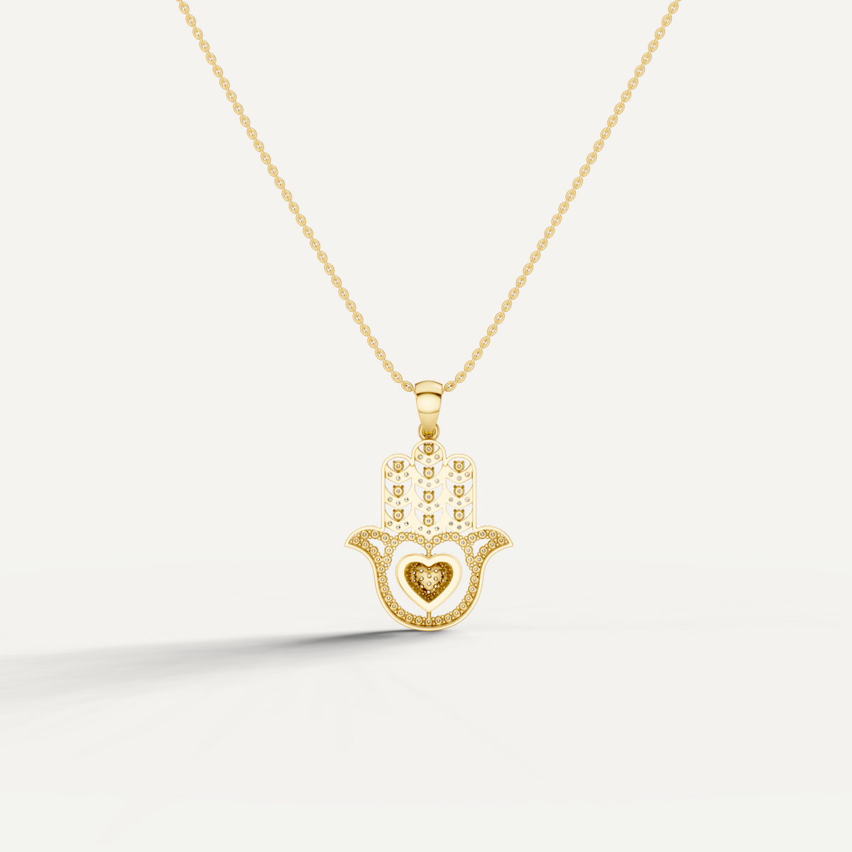 Mira, Hamsa Hand Pendant in 18K Yellow Gold
