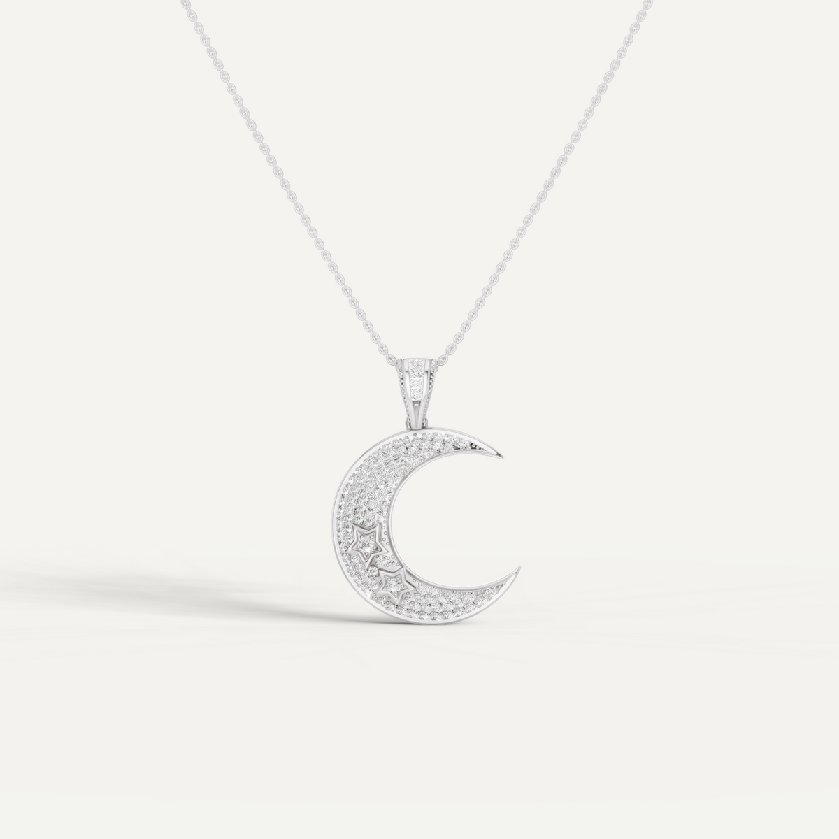 Luna, Moon Pendant in 14K White Gold