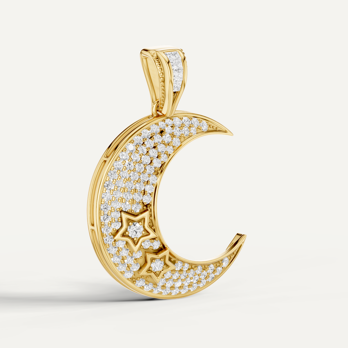 Luna, Moon Pendant in 14K Yellow Gold