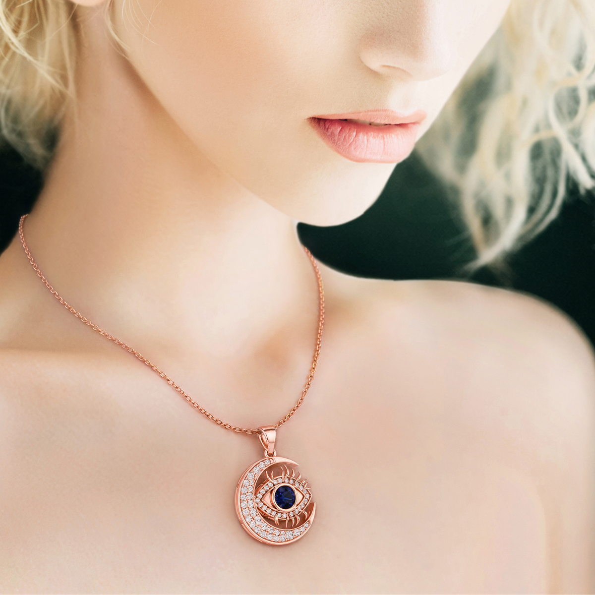 Nazaria, Evil Eye Pendant in 18K Rose Gold