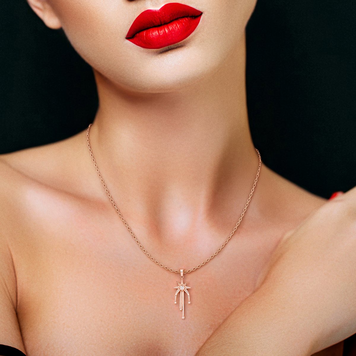 Skyfall, Shooting Star Pendant in 14K Rose Gold
