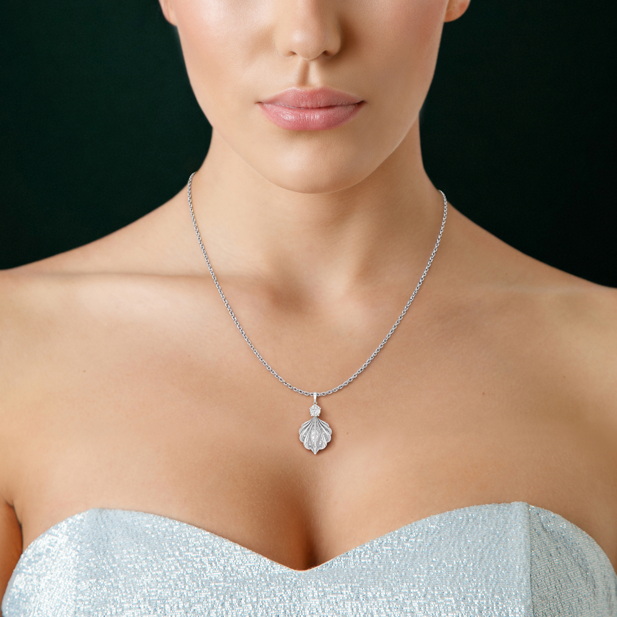 Shelly, Sea Shell Pendant in 14K White Gold