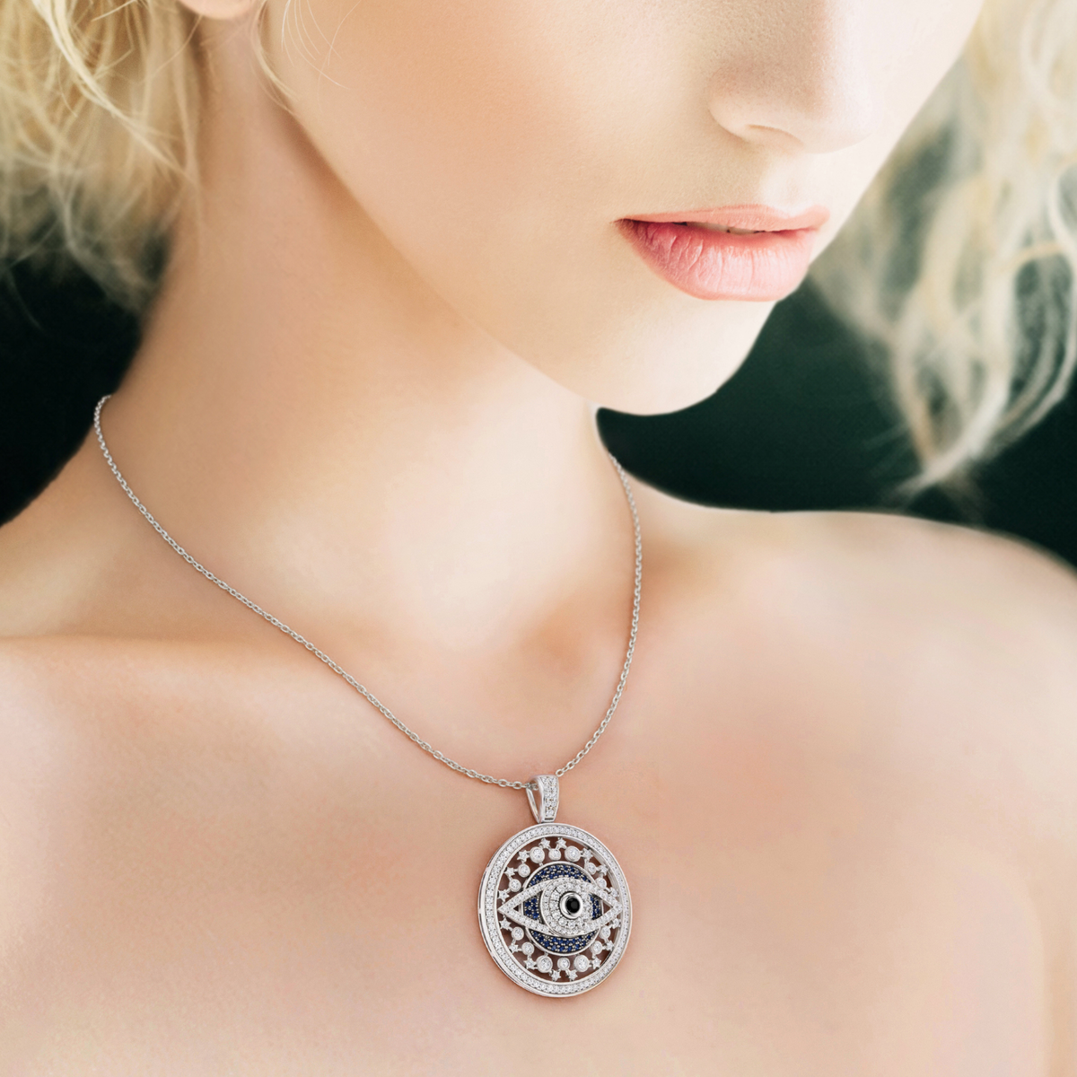 Occulux, Evil Eye Pendant in 18K White Gold