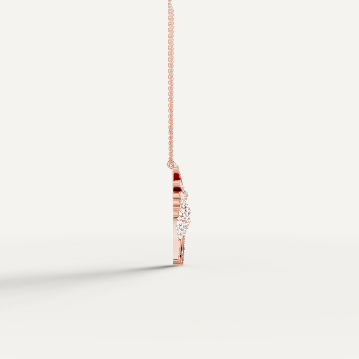 Winged Luck, Hummingbird Pendant in 14K Rose Gold