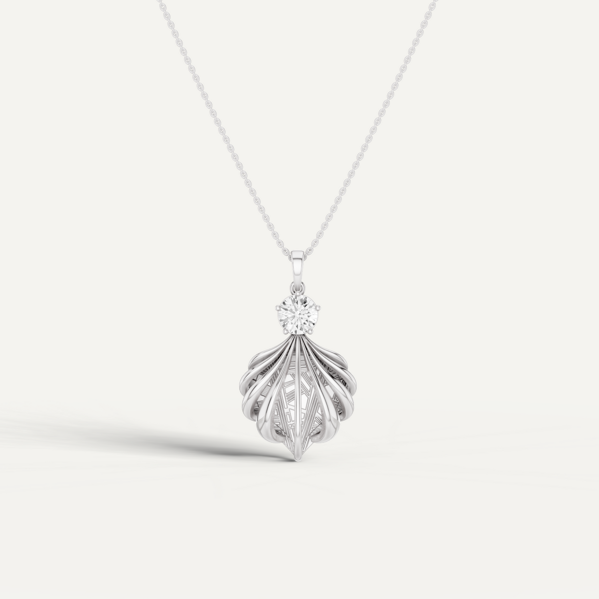 Shelly, Sea Shell Pendant in 14K White Gold