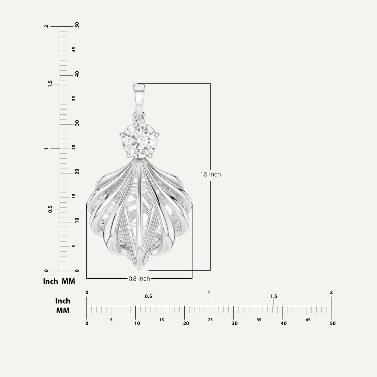 Shelly, Sea Shell Pendant in 14K White Gold