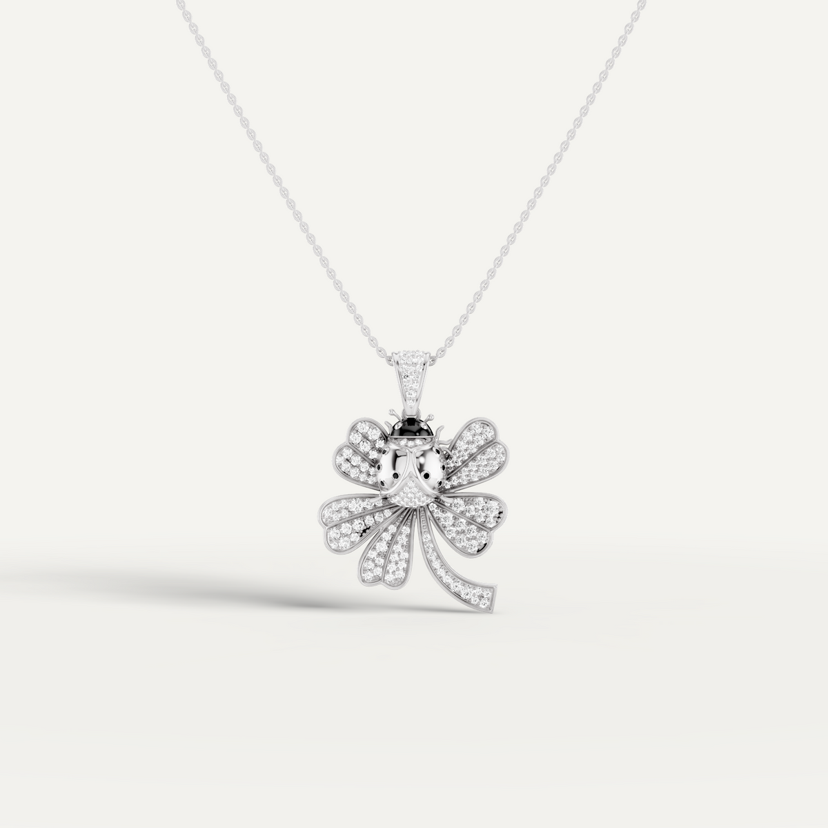 Lady Luck, Clover Leaf Pendant in 14K White Gold