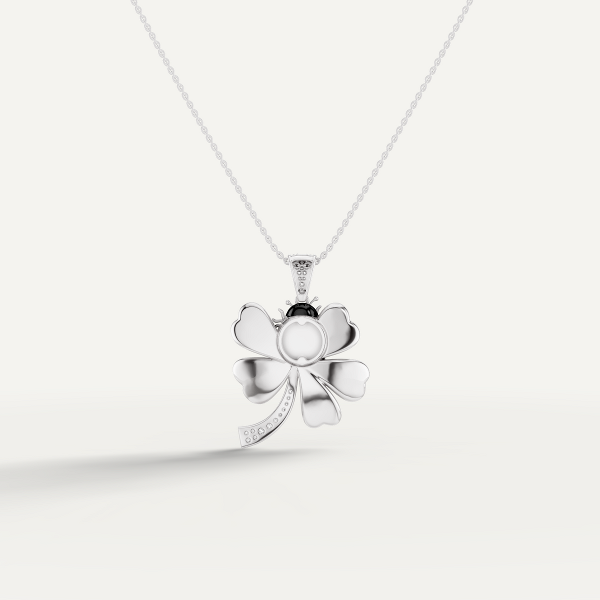 Lady Luck, Clover Leaf Pendant in 14K White Gold