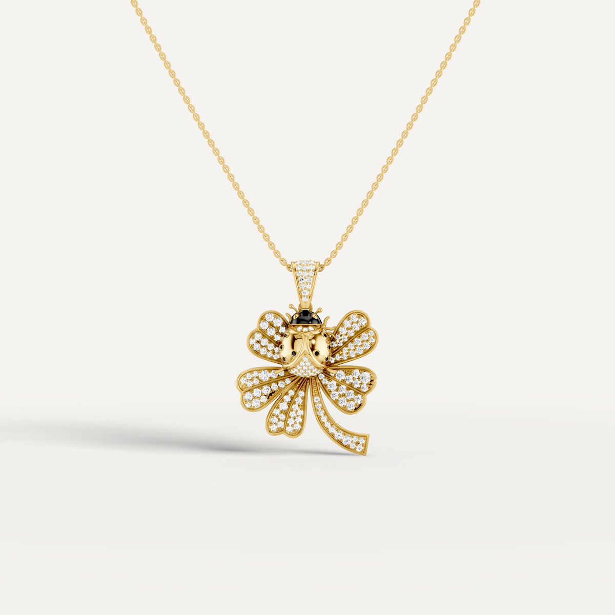 Lady Luck, Clover Leaf Pendant in 14K Yellow Gold