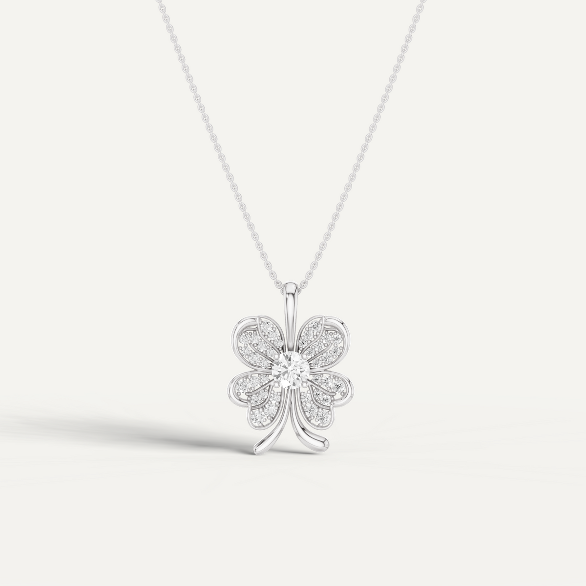 Clovery, Clover Leaf Pendant in 18K White Gold