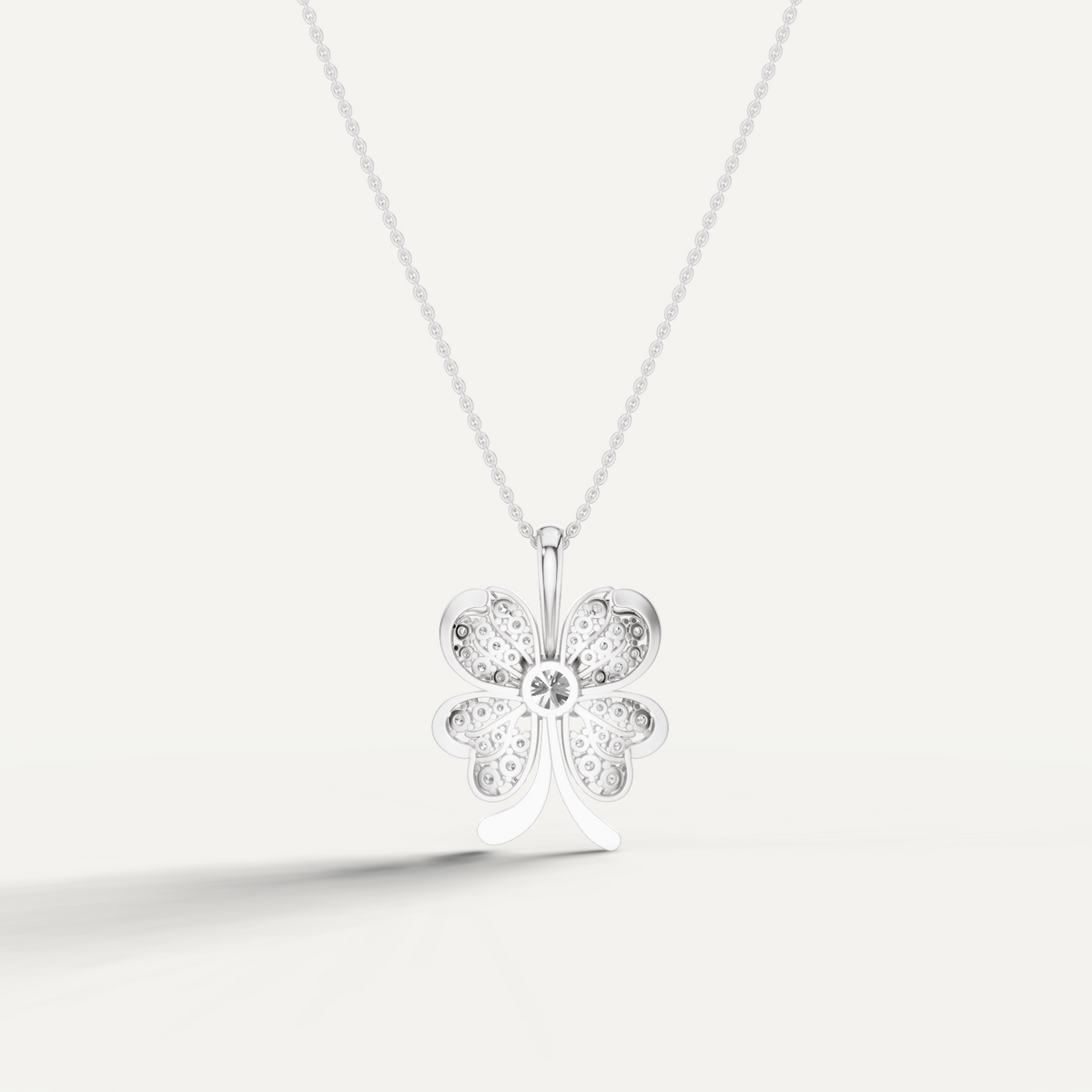 Clovery, Clover Leaf Pendant in 18K White Gold
