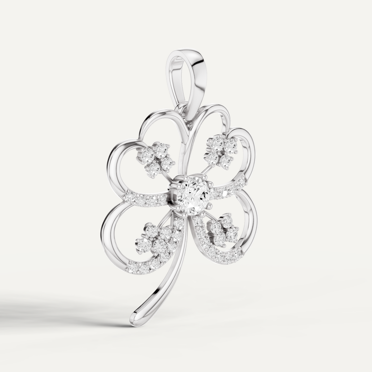 Folia, Clover Leaf Pendant in 18K White Gold