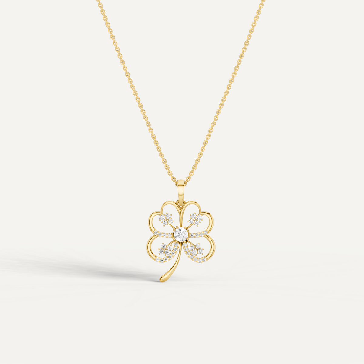 Folia, Clover Leaf Pendant in 18K Yellow Gold