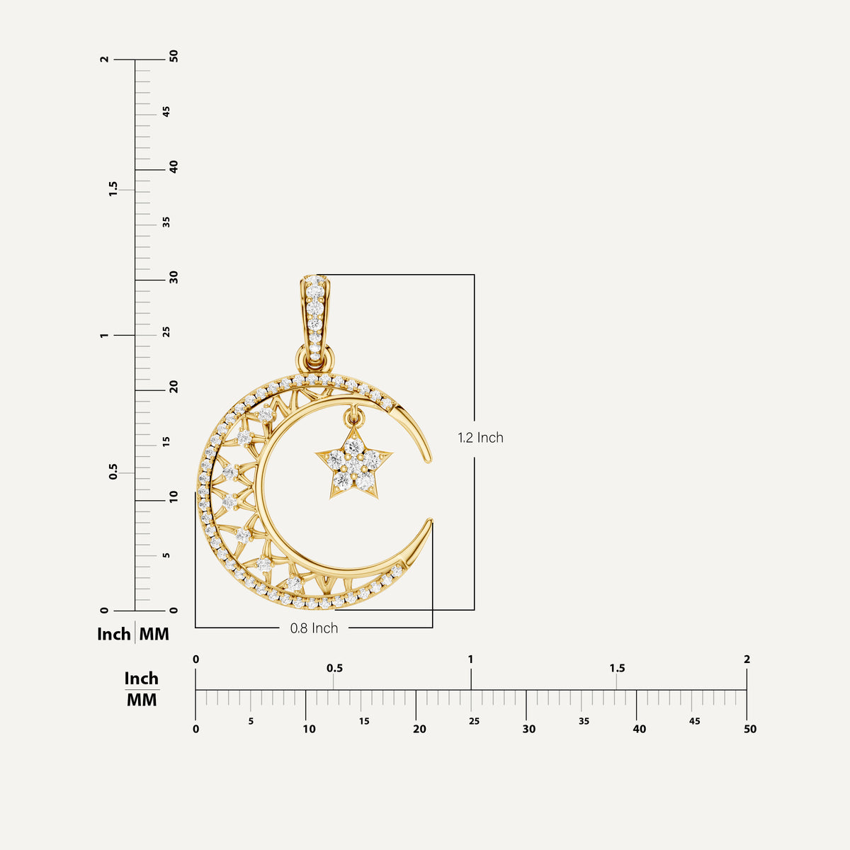 Moonveil, Moon Pendant in 18K Yellow Gold