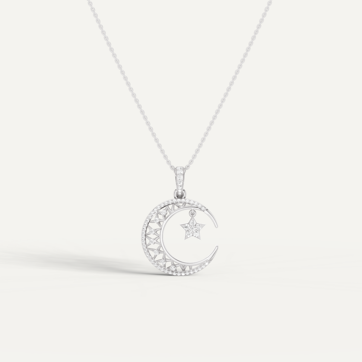 Moonveil, Moon Pendant in 18K White Gold